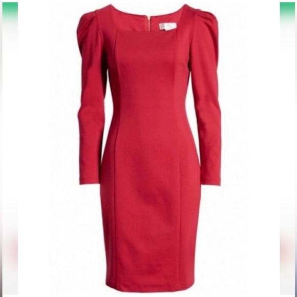 Rachel Parcell Square Neck Long Sleeve Ponte
Dress in Red Persia. Size S - Picture 6 of 16